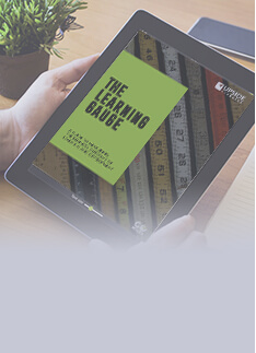 Cover image of the free eBook 'Your Guide to Learning Measurement' by Upside Learning, featuring a visual representation of learning measurement, challenges, and solutions with insights into learning theories, real-life case studies, and industry practices for effective learning impact.