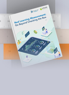 Cover image for the blog post titled 'Exclusive Brandon Hall Report: Real Learning Measurement, Go Beyond Checking the Box,' highlighting key insights into learning measurement challenges and strategies, featuring Upside Learning's contributions and expertise.